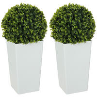 2ER-SET Künstlicher Eukalyptuskugeln 65 cm Kunstpflanze mit 330 Blättern im Topf - Weiß/Grün, Kunststoff (65cm) - HOMCOM