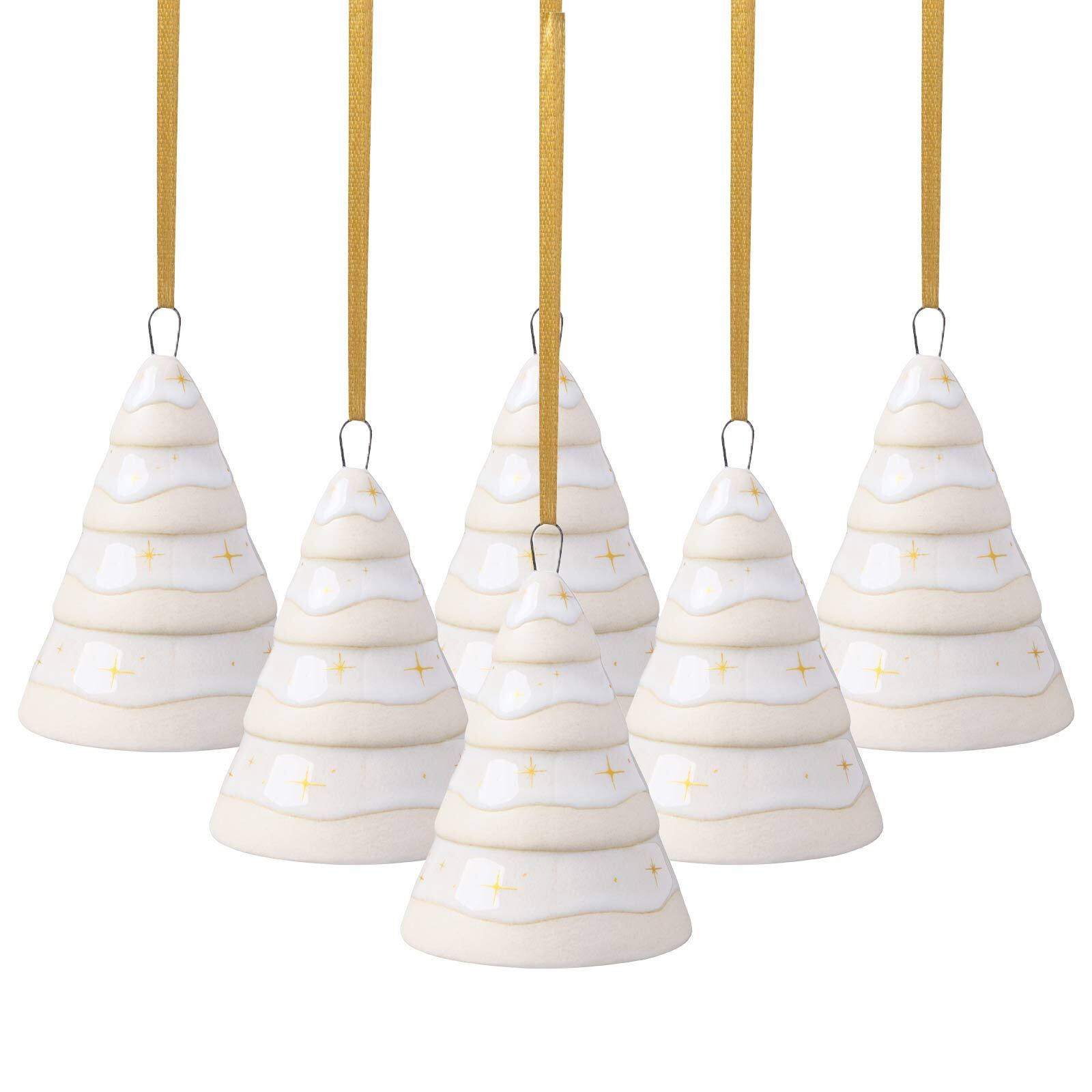 ORNAMENTE TANNENBAUM Winter Glow beige 6er Set - Beige, Keramik (5.8/7.5/5.8cm) - like.Villeroy & Boch