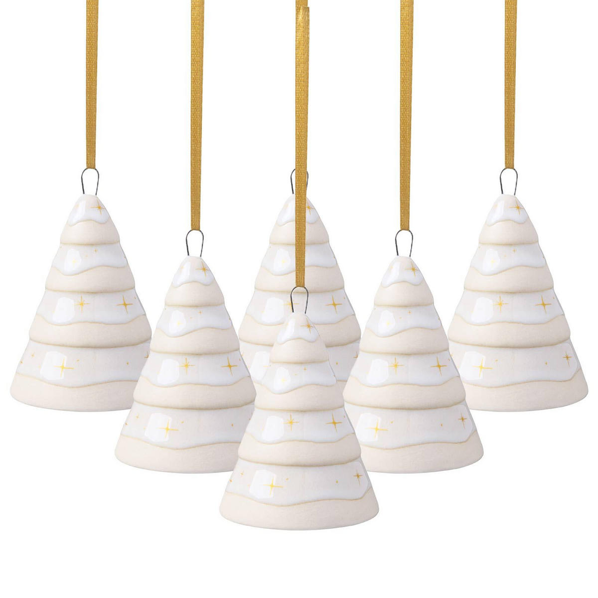 ORNAMENTE TANNENBAUM Winter Glow beige 6er Set - Beige, Keramik (5.8/7.5/5.8cm) - like.Villeroy & Boch