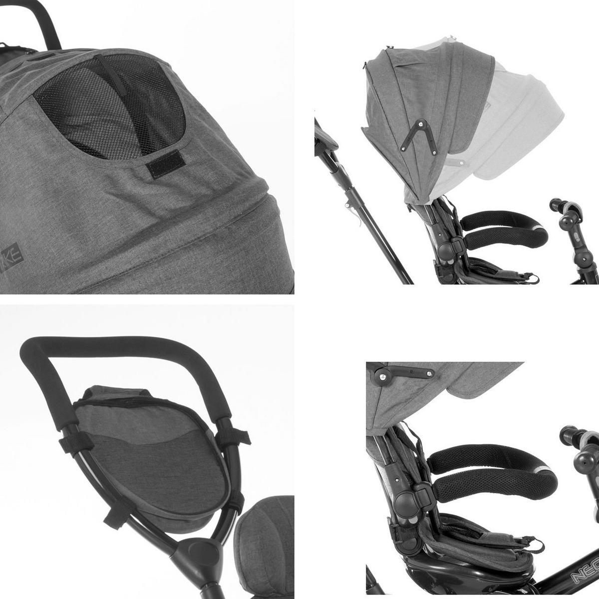 DREIRAD Neo 4 in 1 gelb EVA-Reifen, Schiebestange, Sitz drehbar, verstellbar - Gelb, Metall (120/55/104cm) - Lorelli