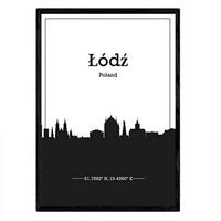 POSTER Lodz Skyline A4 Rahmenlos - Klar, Papier (29.7/5/21cm) - Nacnic