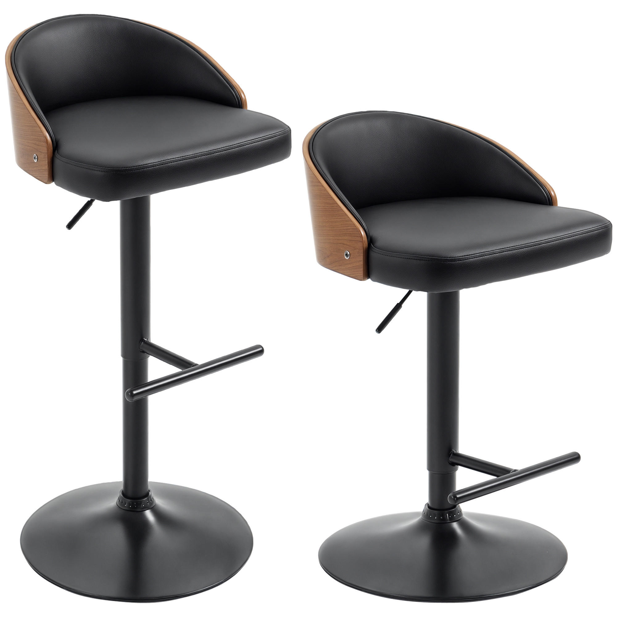 BARHOCKER, Kunstleder, Schwarz+Kaffee - Schwarz, Kunststoff (49.5/96/48cm) - HOMCOM