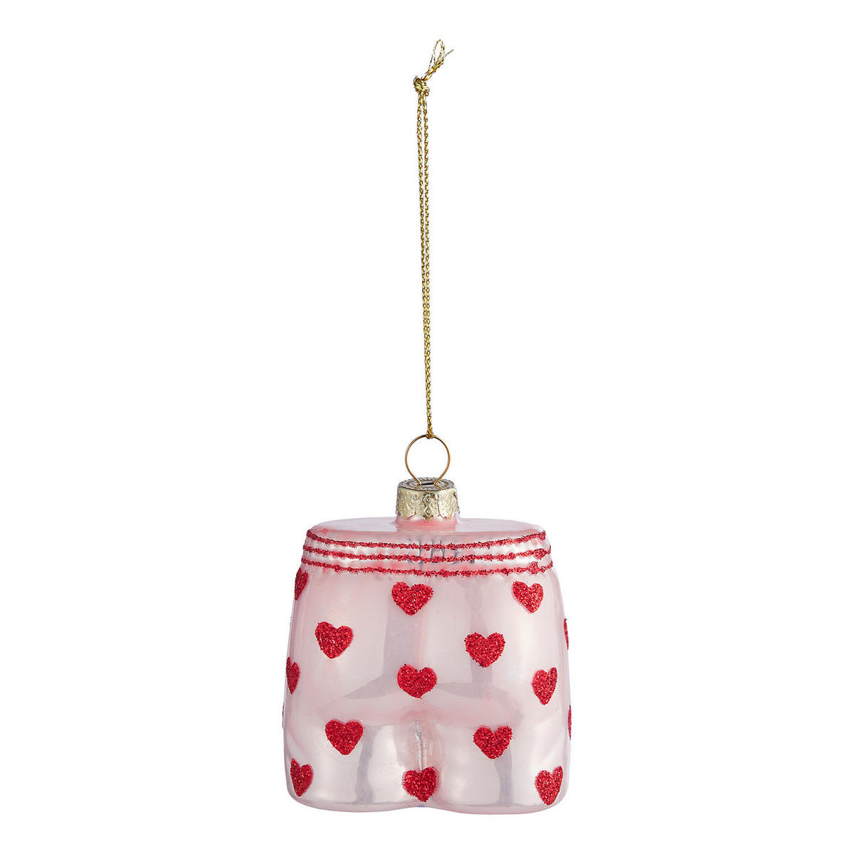 BAUMANHÄNGER Hang On Shorts mit Herzchen - Rot/Weiß, Glas (3/6/6cm) - Butlers