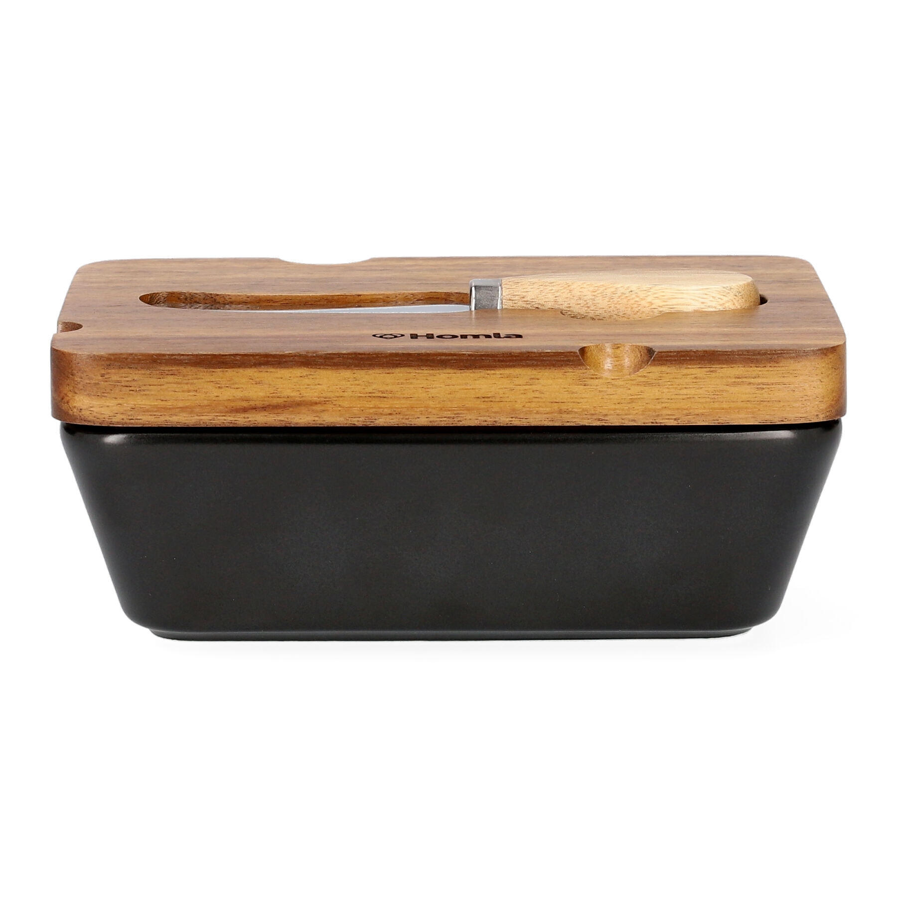 BUTTERDOSE Mooka schwarz 11/16 cm - Schwarz, Keramik (11/5/16cm) - Homla