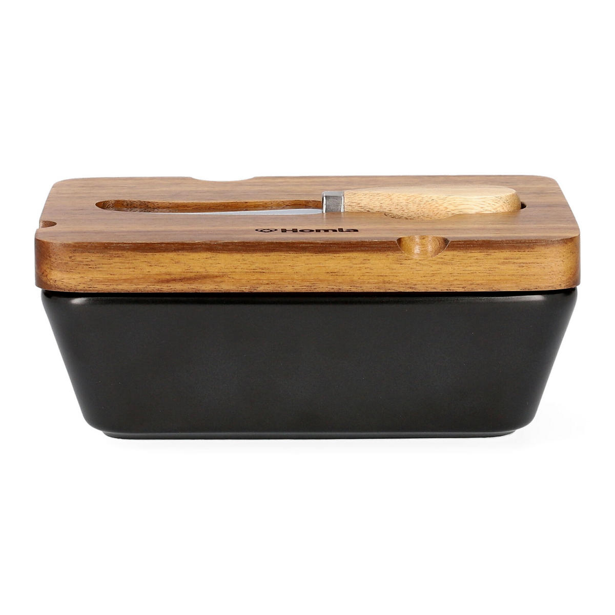 BUTTERDOSE Mooka schwarz 11/16 cm - Schwarz, Keramik (11/5/16cm) - Homla
