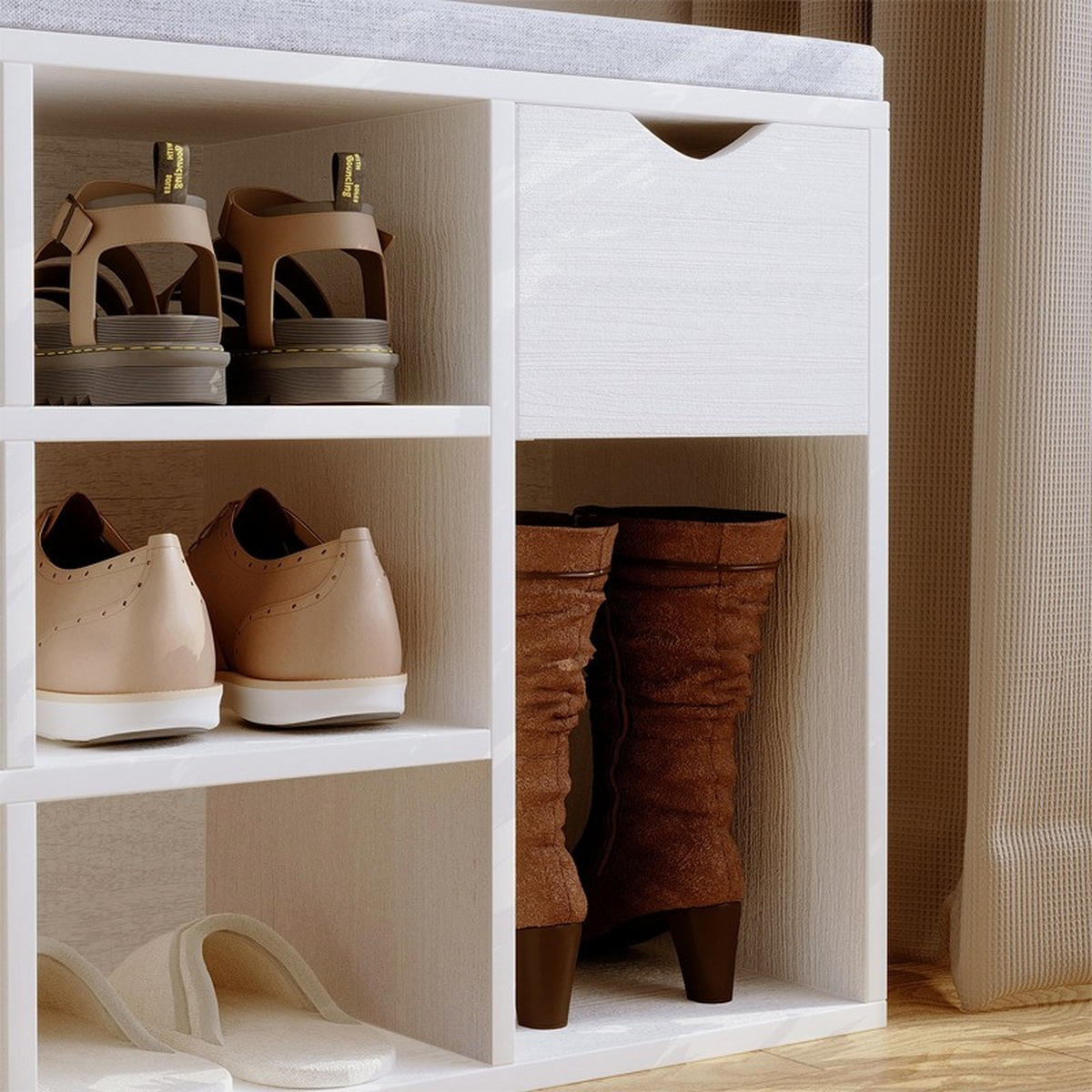 SCHUHSCHRANK, weiß 30/100/48 cm - Weiß, Holzwerkstoff (60/15/45cm)