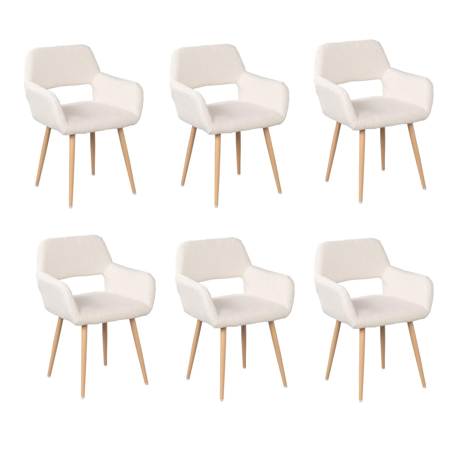 ESSZIMMERSTUHL 6er-Set In Teddy-Stoff Beige - Beige, Textil (56/78/56cm) - Meubles Cosy
