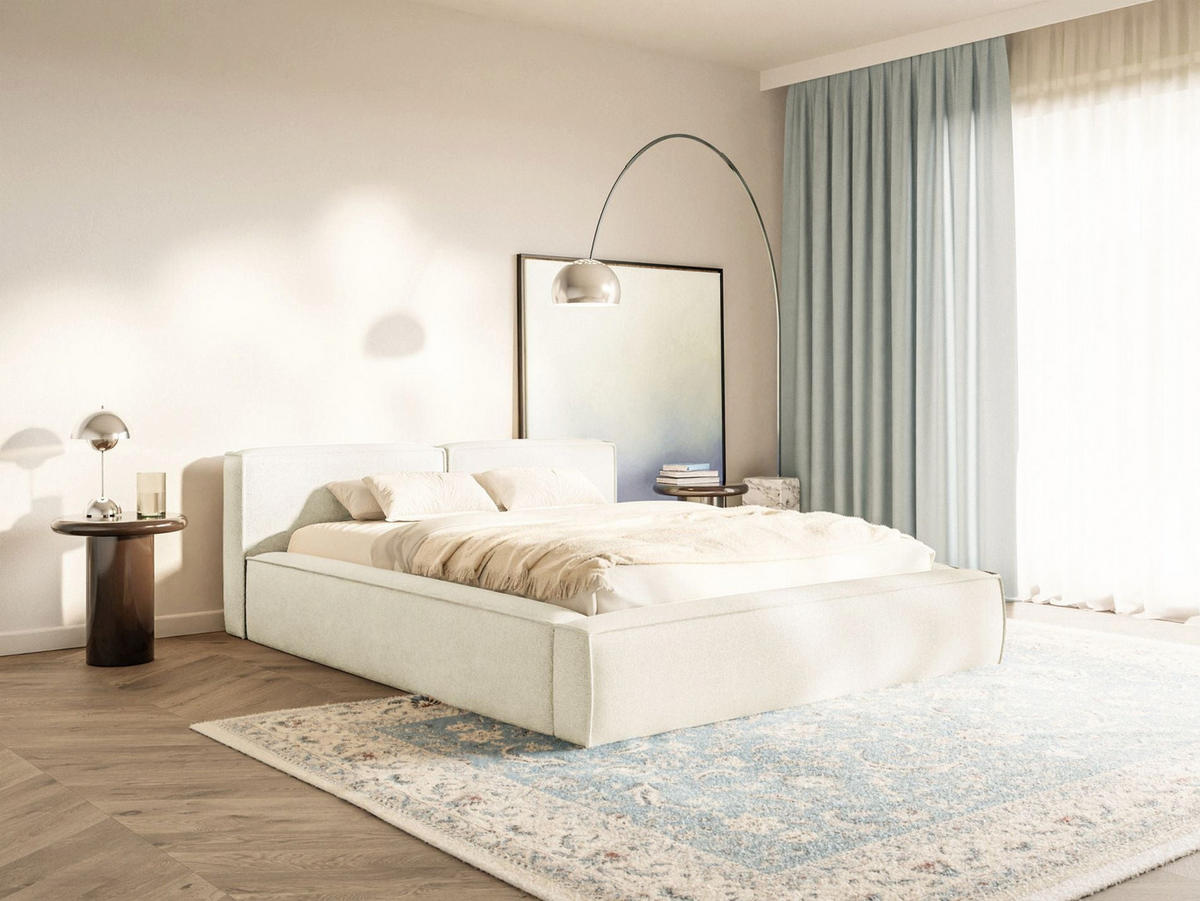 POLSTERBETT Tilves Slim Creme 140x200 cm - Creme/Schwarz, Kunststoff/Textil (140/200cm) - Selsey