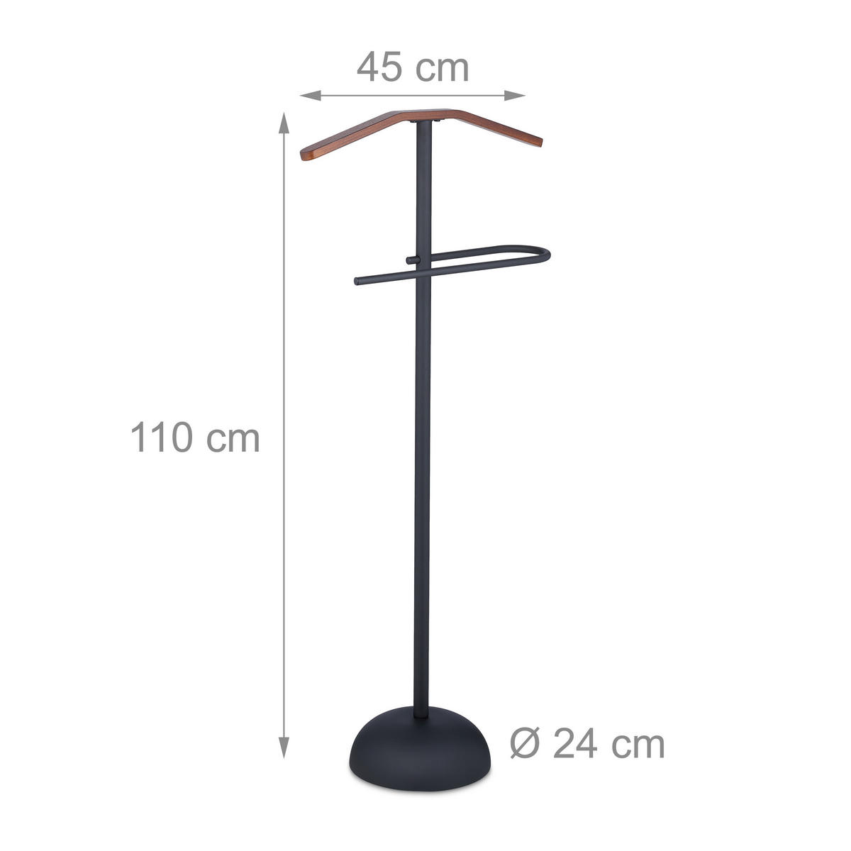 HERRENDIENER - Schwarz, Holzwerkstoff/Metall (45/110/24cm) - Relaxdays