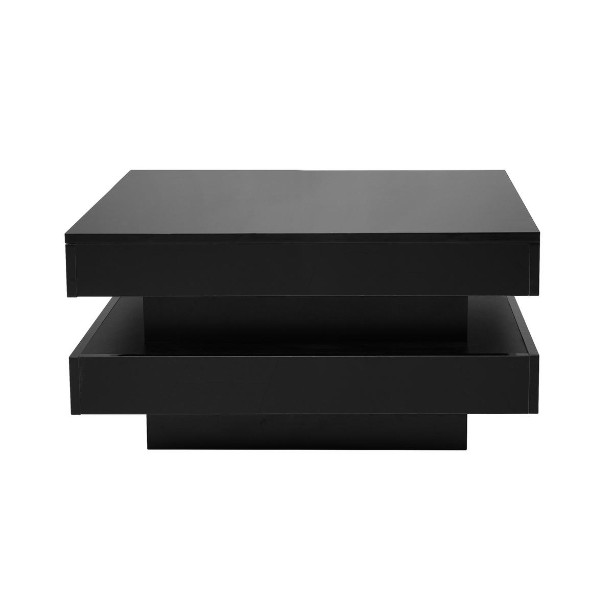 COUCHTISCH 70/70/36 cm mit LED-Beleuchtung, Bluetooth-App-Steuerung und Hochglanz-Oberfläche, Schwarz - Schwarz, Holzwerkstoff (70/70/36cm) - Redom