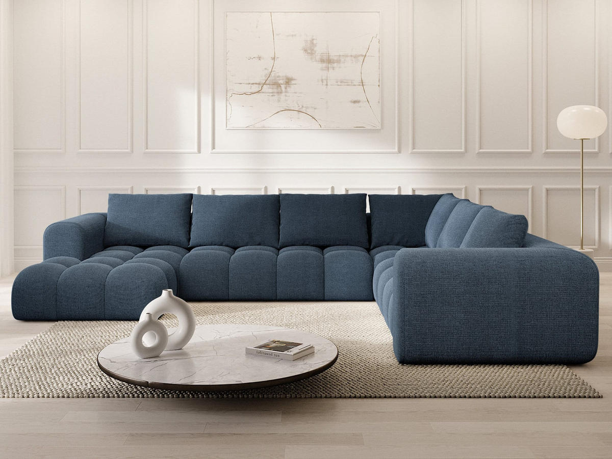 WOHNLANDSCHAFT Casaluna U-Form Dunkelblau Strukturstoff - Dunkelblau, Kunststoff (338/88/267cm)