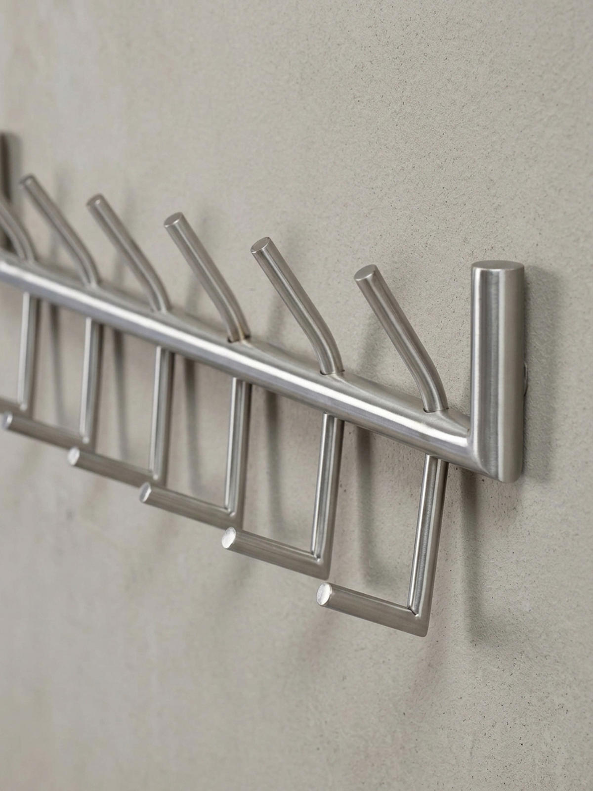 WANDGARDEROBE Metall Silber Modern 60x19x10 cm mit 12 Haken - Silberfarben, Metall (60/19/10cm) - KADIMA DESIGN