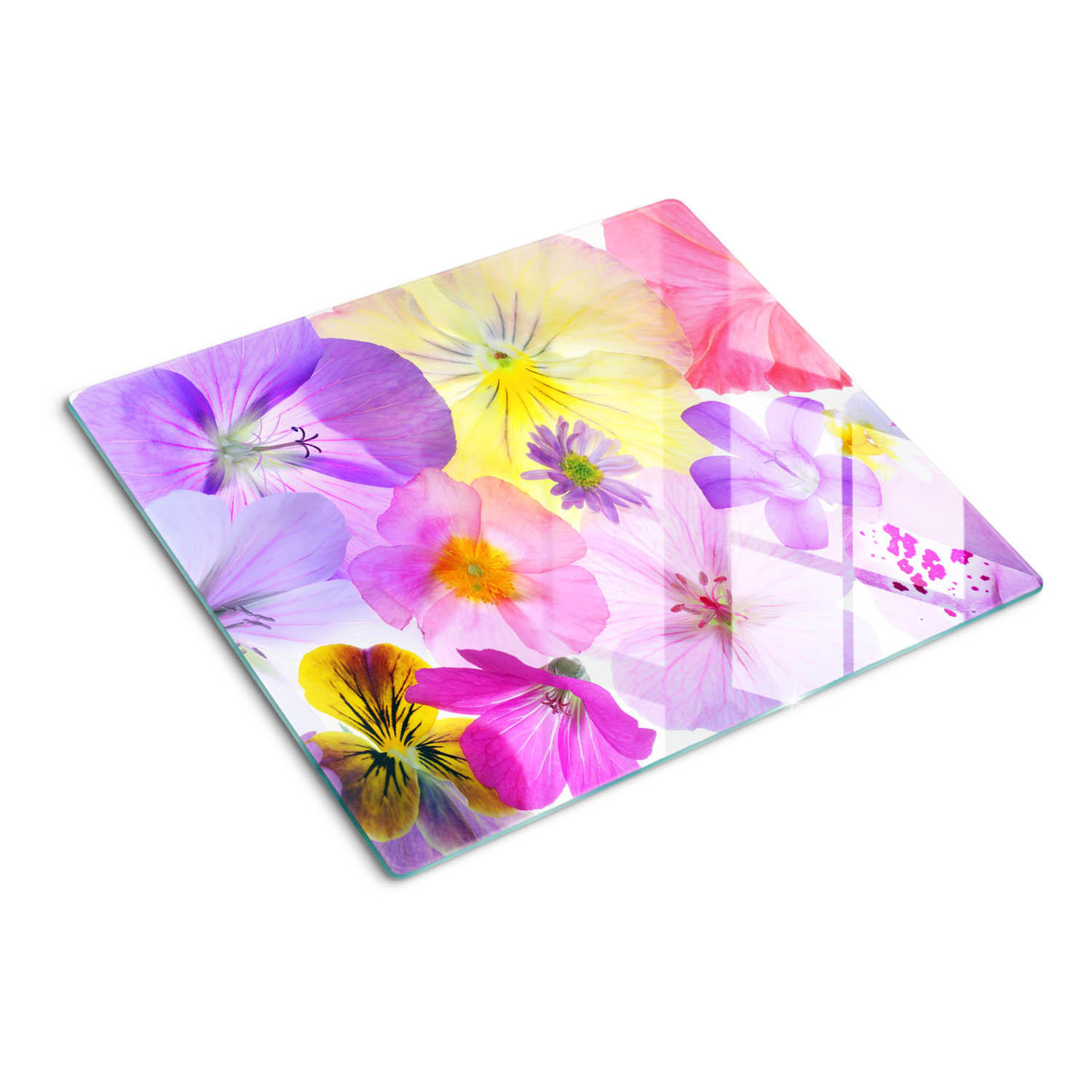 GLASPLATTE 60x52 cm Stiefmütterchen - Multicolor, Glas (60/0.4/52cm) - TULUP