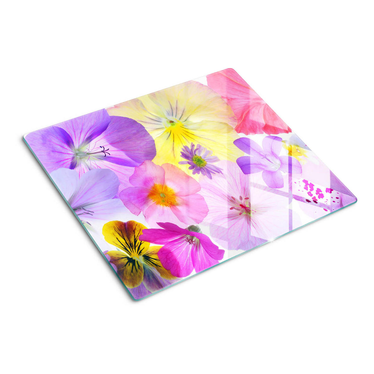 GLASPLATTE 60x52 cm Stiefmütterchen - Multicolor, Glas (60/0.4/52cm) - TULUP