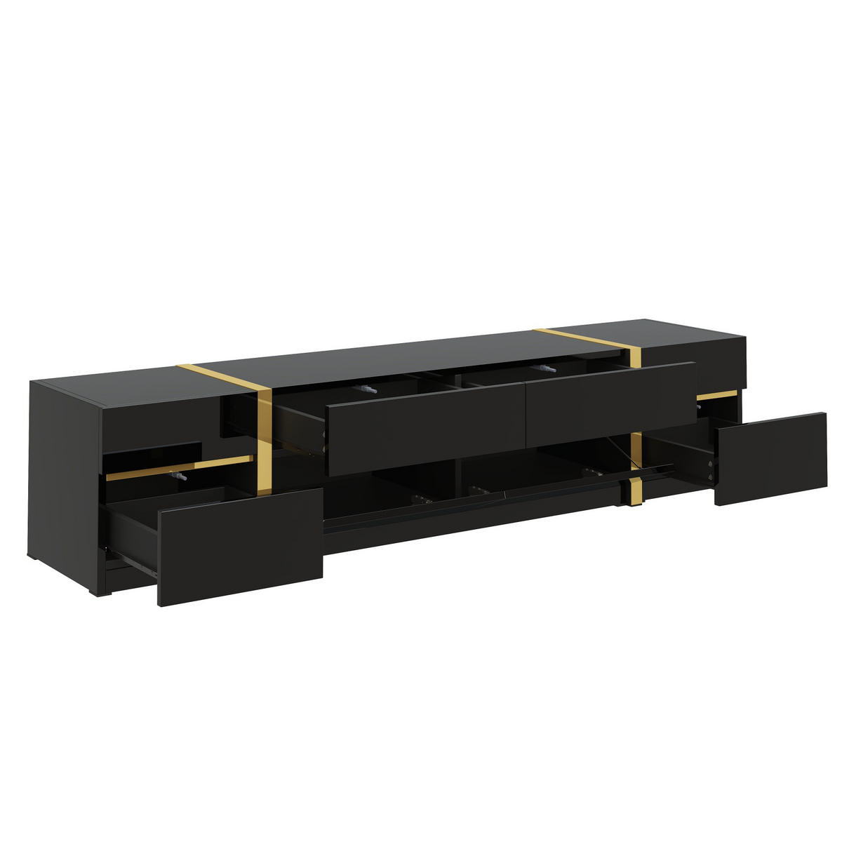LOWBOARD DE-40156 mit Hochglanz-Finish und goldenen Kanten Schwarz - Schwarz, Holzwerkstoff (180/38/40cm) - ComfortXL