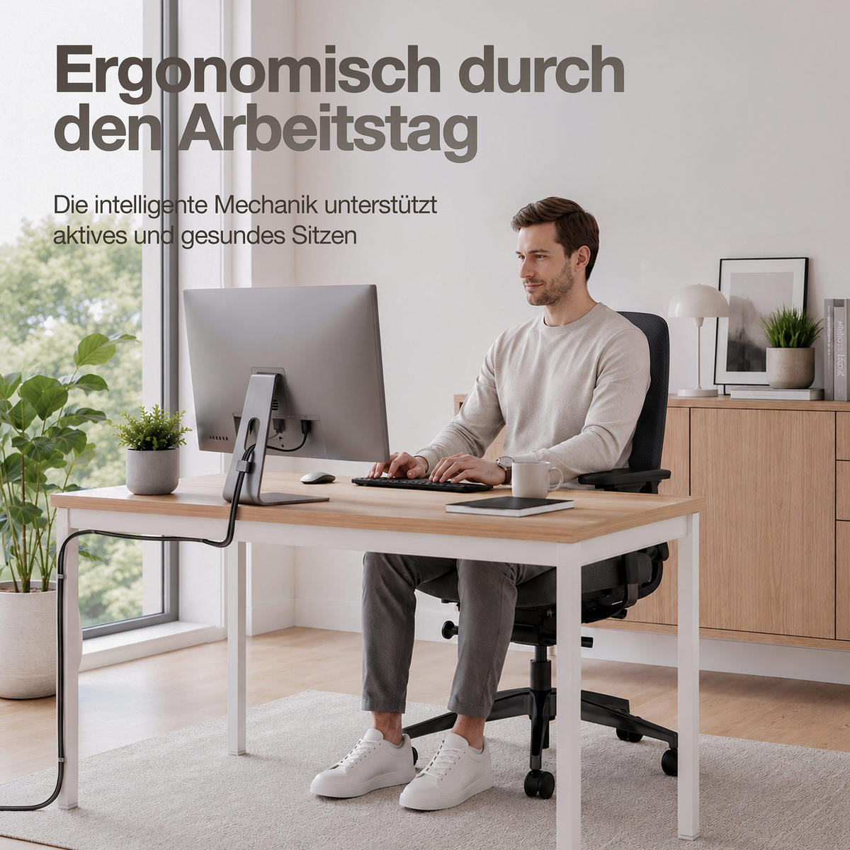 DREHSTUHL Ergonomischer Bürostuhl Atessa mit Polsterrücken in schwarz / Keine Schwarz Ergonomischer Polsterrücken - Schwarz, Textil (62.5/99.8/45cm) - ASSMANN