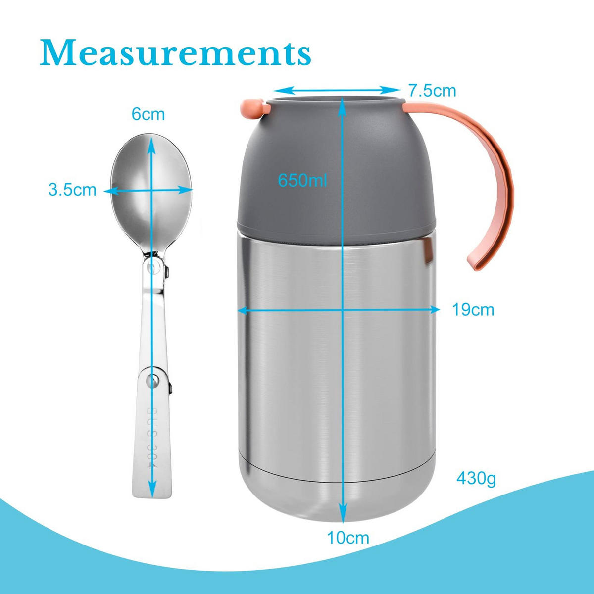 THERMOBEHÄLTER 650ml Auslaufsicher - Grau, Metall (0.65L) - Intirilife
