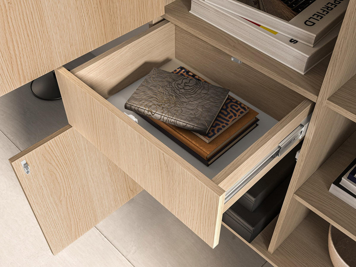 VITRINE Barnee 3-türig Eichenoptik, 92 cm - Beige/Schwarz, Holzwerkstoff/Metall (150/91.6/40cm) - Selsey