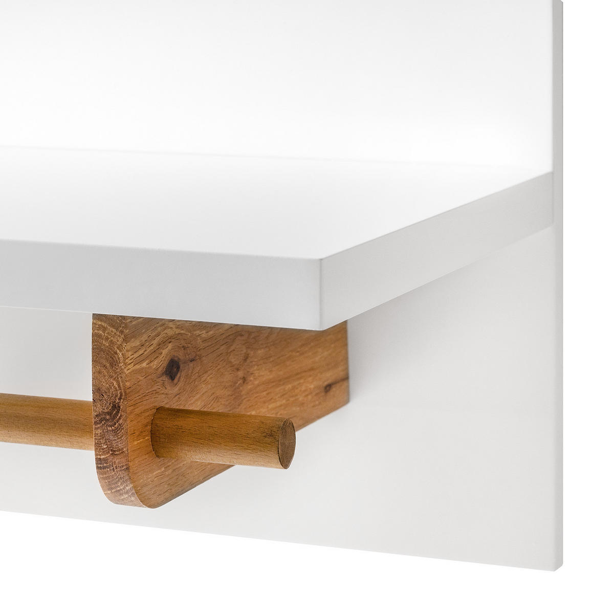 WANDGARDEROBE - Eiche teilmassiv - Weiß / Eiche - Eichefarben/Weiß, Holz/Holzwerkstoff (97/35/32cm) - home24