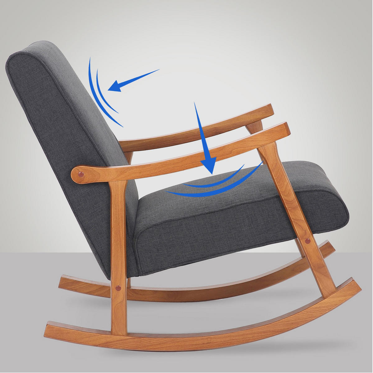 SCHAUKELSTUHL Stoff dunkelgrau - Dunkelgrau, Holz/Textil (67/82/92cm) - CLP