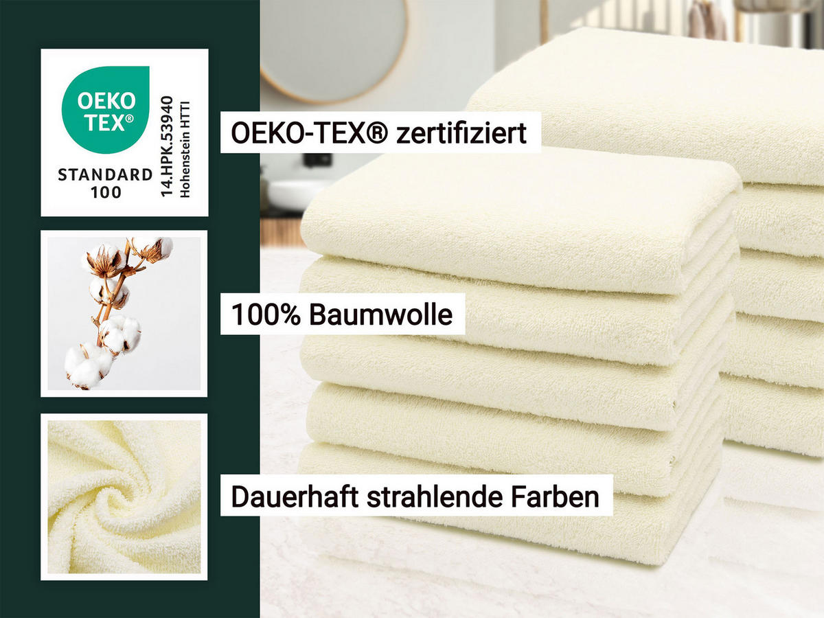 HANDTÜCHER, 10er-Set, 50x100 cm, 100% Baumwolle, Weiß - Creme, Textil (50/100cm) - Zollner