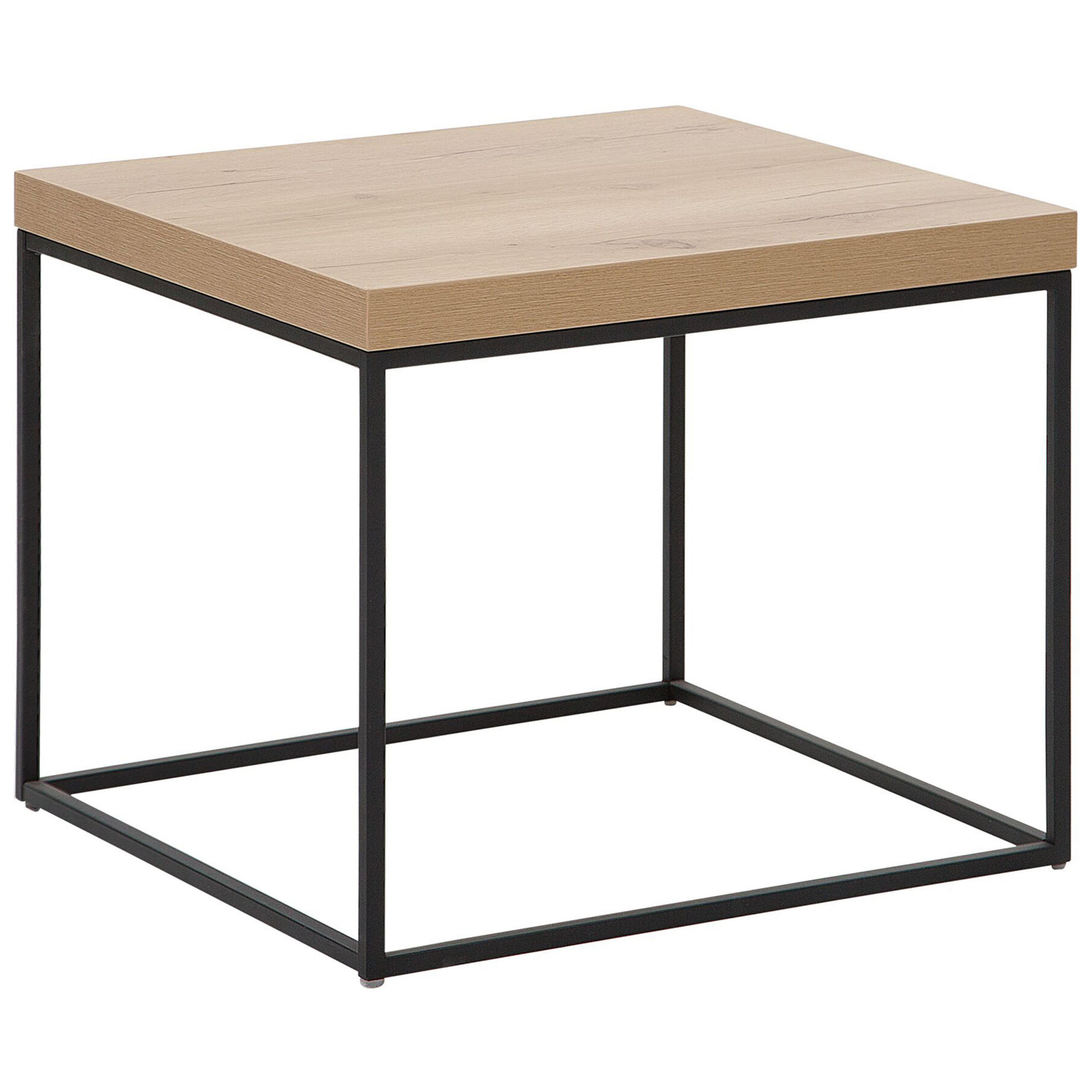 BEISTELLTISCH heller Holzfarbton/schwarz 60/60/50 cm Delano - Hellbraun/Schwarz, Holzwerkstoff (60/60/50cm) - Beliani