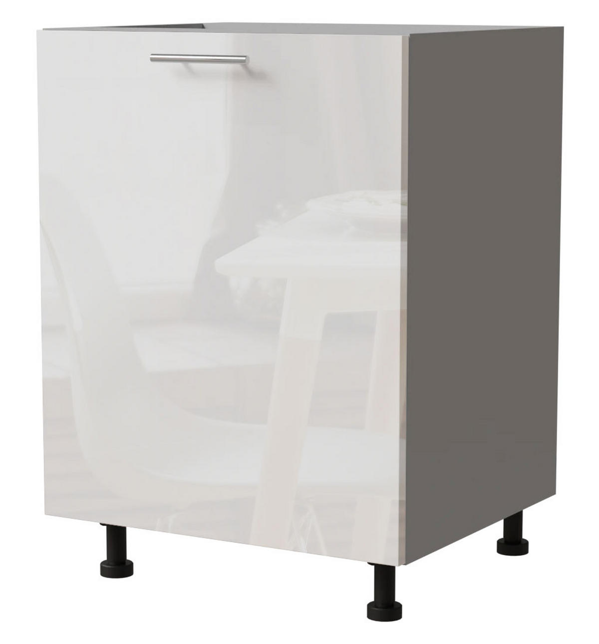 KÜCHENUNTERSCHRANK Essen D1D/60 Weiß Hochglanz / Grau Matt 60 / 50 / 82cm - Weiß Hochglanz/Grau, Holz/Holzwerkstoff (60/82/50cm) - Feldmann-Wohnen