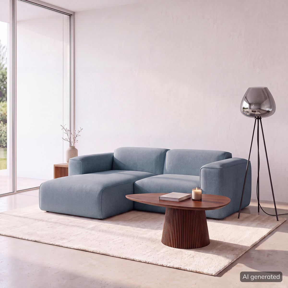 1,5-SITZER ECKSOFA mit Longchair - Blaugrau/Schwarz, Kunststoff/Textil (260/173cm) - home24