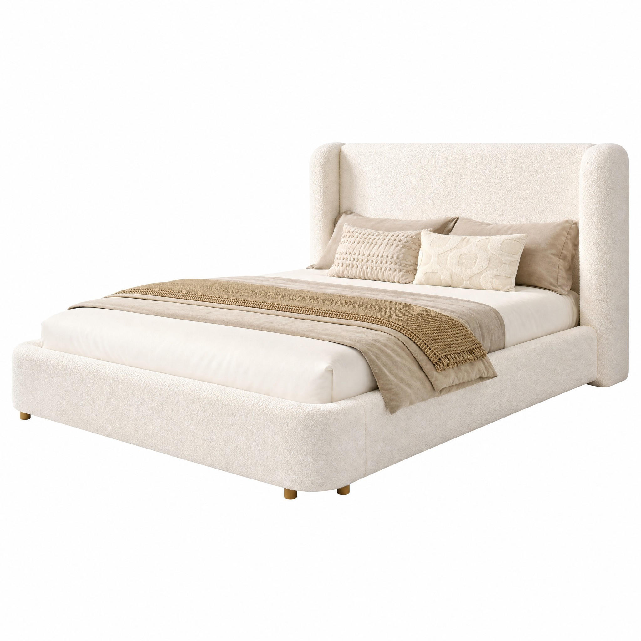 POLSTERBETT mit Bettkasten und Lattenrost 160x200 cm Bouclé Beige - Beige, Metall (160/200cm) - Beauniv