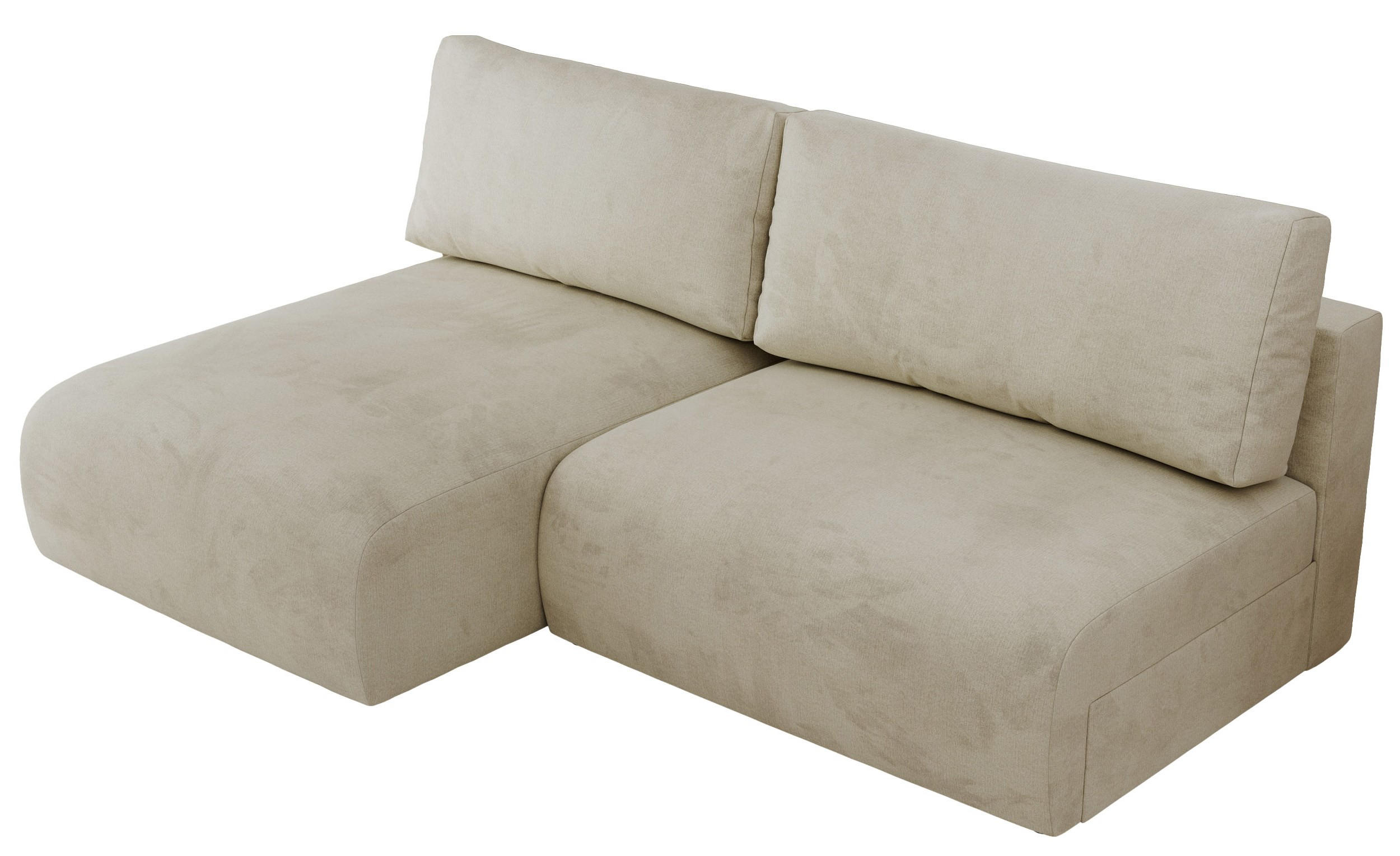 ECKSCHLAFSOFA VIVO L Beige Velvet - links - Beige/Schwarz, Kunststoff/Textil (223/150cm) - MKS