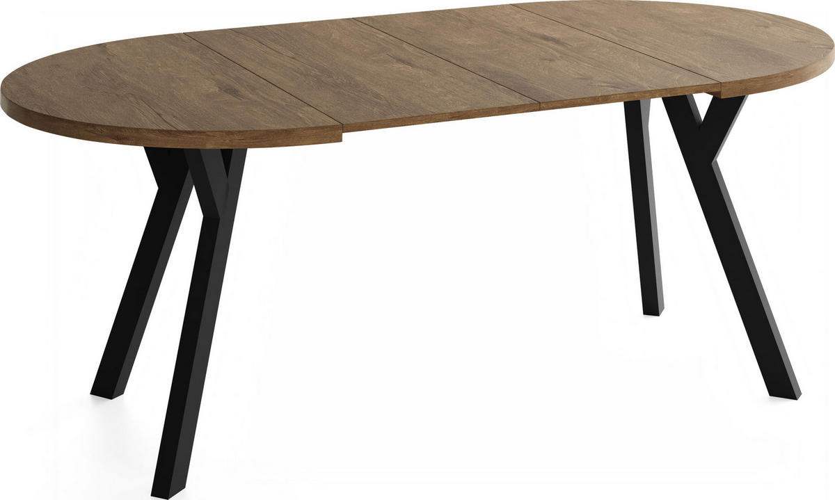 ESSTISCH Vero rund ausziehbar verlängerbar, Eiche Braun Rustikal 100-200/100/77 cm - Alteiche/Schwarz, Holz/Holzwerkstoff (100/100/77cm) - WFL GROUP