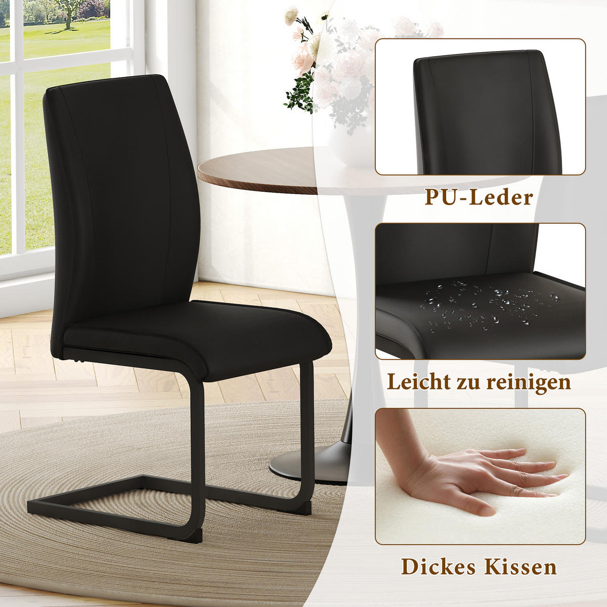 SCHWINGSTUHL DE-36741 2er-Set mit Technologie-Stoff und Metallbeinen Schwarz - Schwarz, Metall (44.5/99/43cm) - ComfortXL