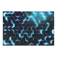 FOTOTAPETE Strukturierte Hexagone mit Neonlicht in Türkis 288/190 cm - Schwarz, Papier (288/190cm) - Bilderwelten