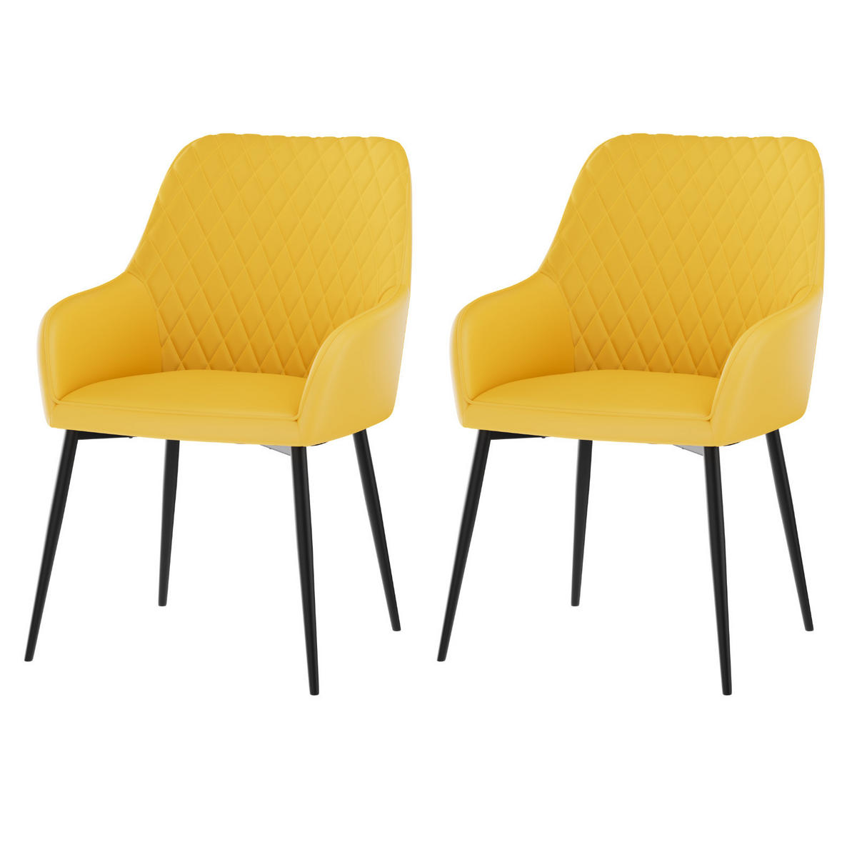 ARMLEHNSTUHL-SET 2 Stück in Kunstleder(YZ8) - Gelb, Textil (59/78/65cm) - HOMAVO