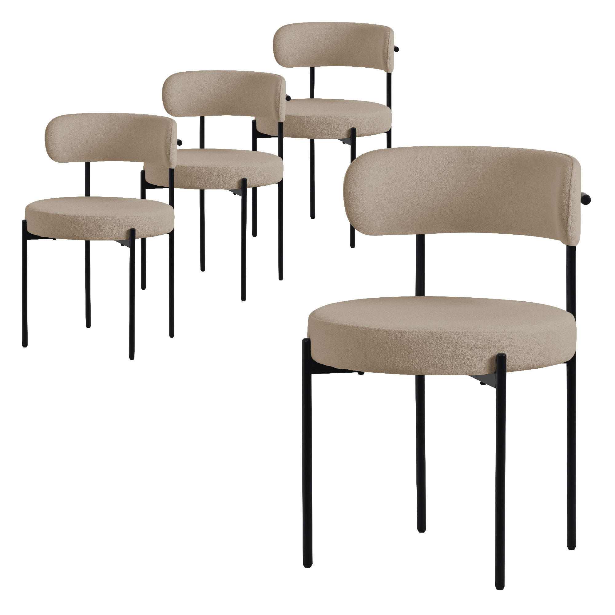 ESSZIMMERSTÜHLE 4ER-SET Braun Teddystoff - Schwarz/Braun, Metall (53/78/50cm) - ML-DESIGN