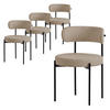 ESSZIMMERSTÜHLE 4ER-SET Braun Teddystoff - Schwarz/Braun, Metall (53/78/50cm) - ML-DESIGN