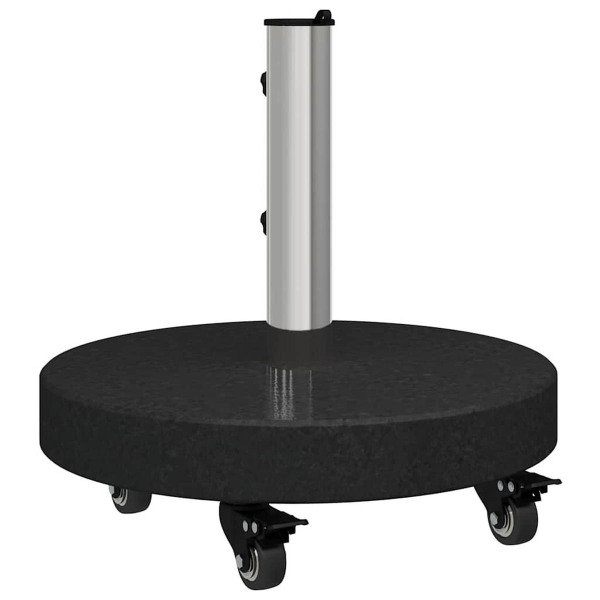 SONNENSCHIRMSTÄNDER 30Kg Schwarz Granit Und Edelstahl Rund - Schwarz, Stein (45/45cm) - vidaXL