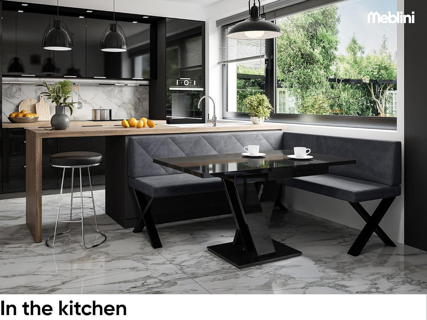 ECKBANK ERIC_X - Dunkelgrau, Textil (128/168cm) - Meblini