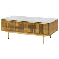 COUCHTISCH Mango 120x60x45 hellbraun geölt / Marmor weiß MIAMI #110 - Braun, Holz (120/60/45cm) - Massivmoebel24