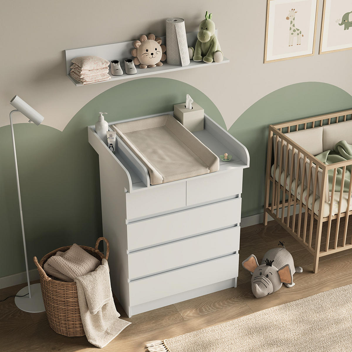 PŘEBALOVACÍ PULT Emma Bílá 80 x 110.2 cm s 5 zásuvkami - bílá, kompozitní dřevo (80/110.2/76cm) - Vicco