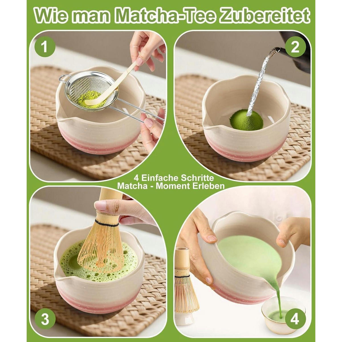 MATCHA Set 7-teiliges Set Rosa Farbverlauf - Rosa, Keramik (15/10/15cm)