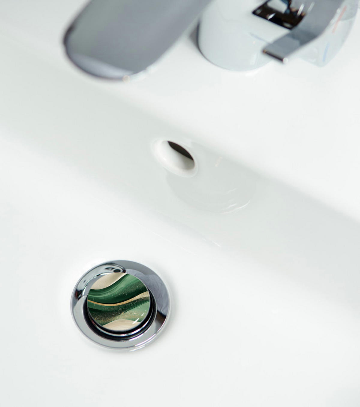 WASCHBECKENSTÖPSEL Flow - Beige/Goldfarben, Kunststoff/Metall (4/7/7cm) - Sanilo