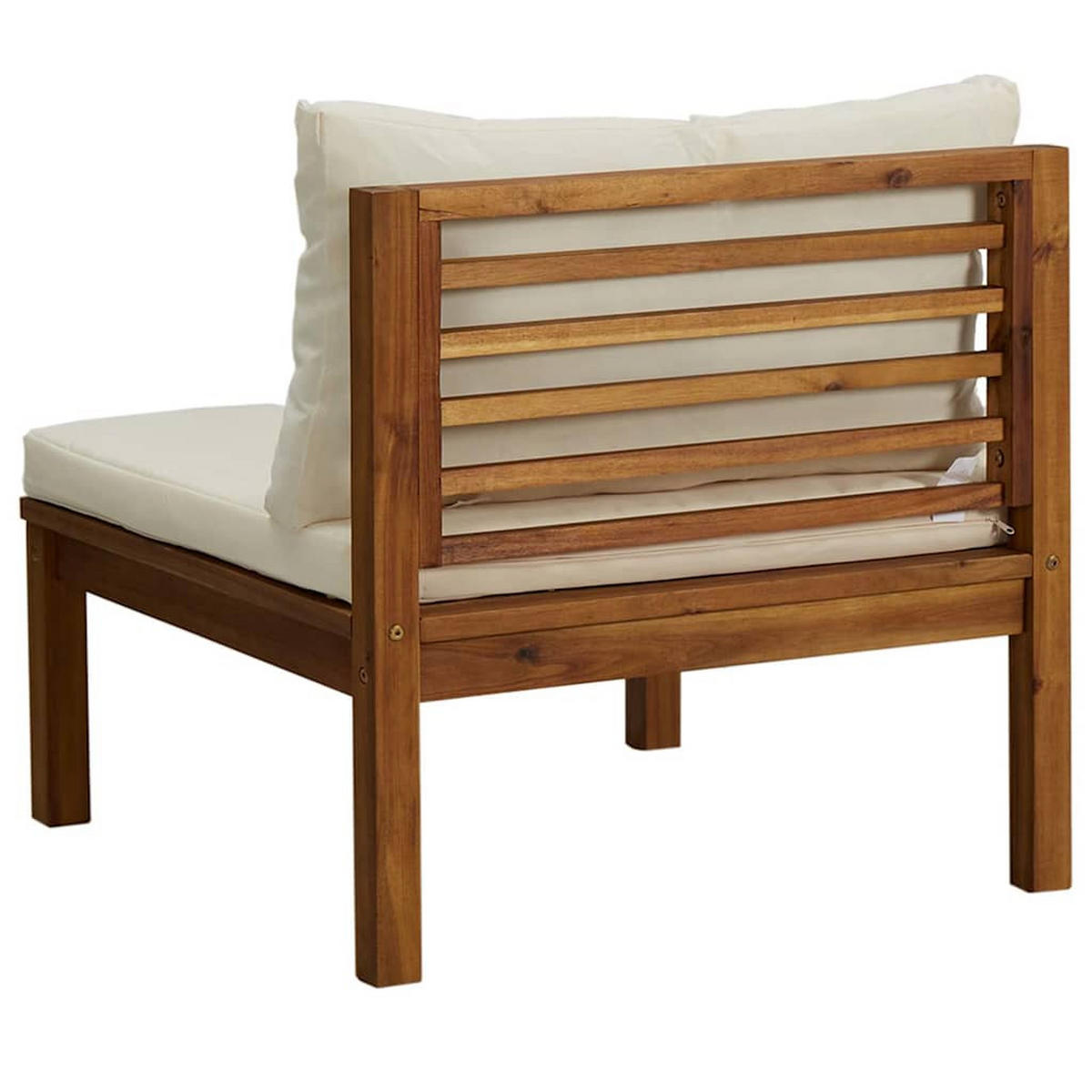 SOFAGARNITUR 2-teilig Mit CremeWeißen Kissen Massivholz Akazie - Creme/Braun, Holz/Textil (69/62.5/69cm) - vidaXL