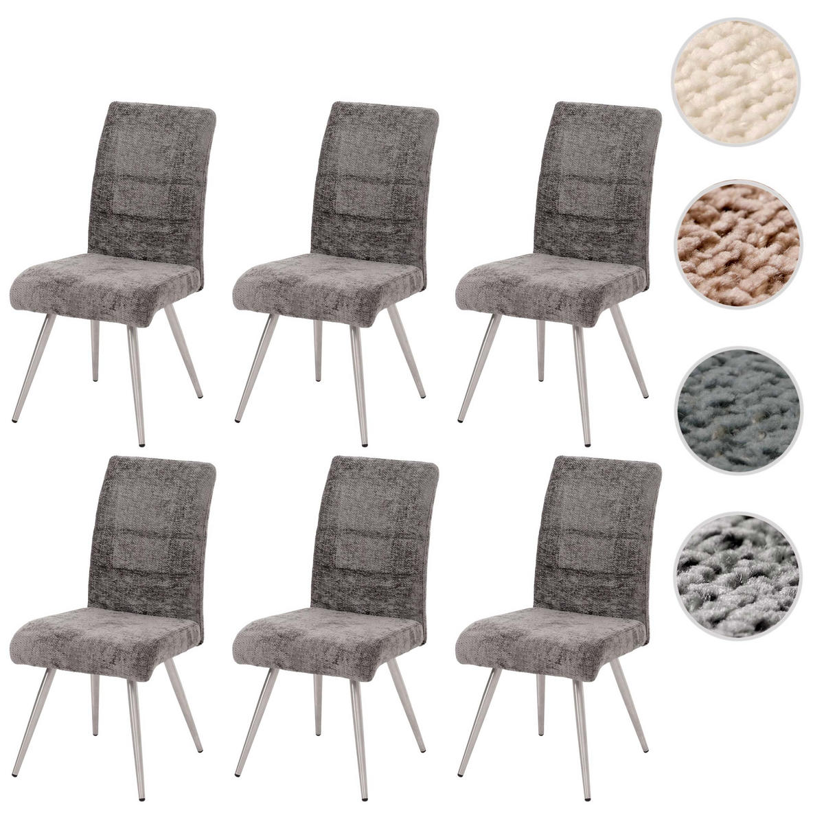 ESSZIMMERSTUHL Grau 6er-Set - Grau, Textil (68/97/64cm) - MCW