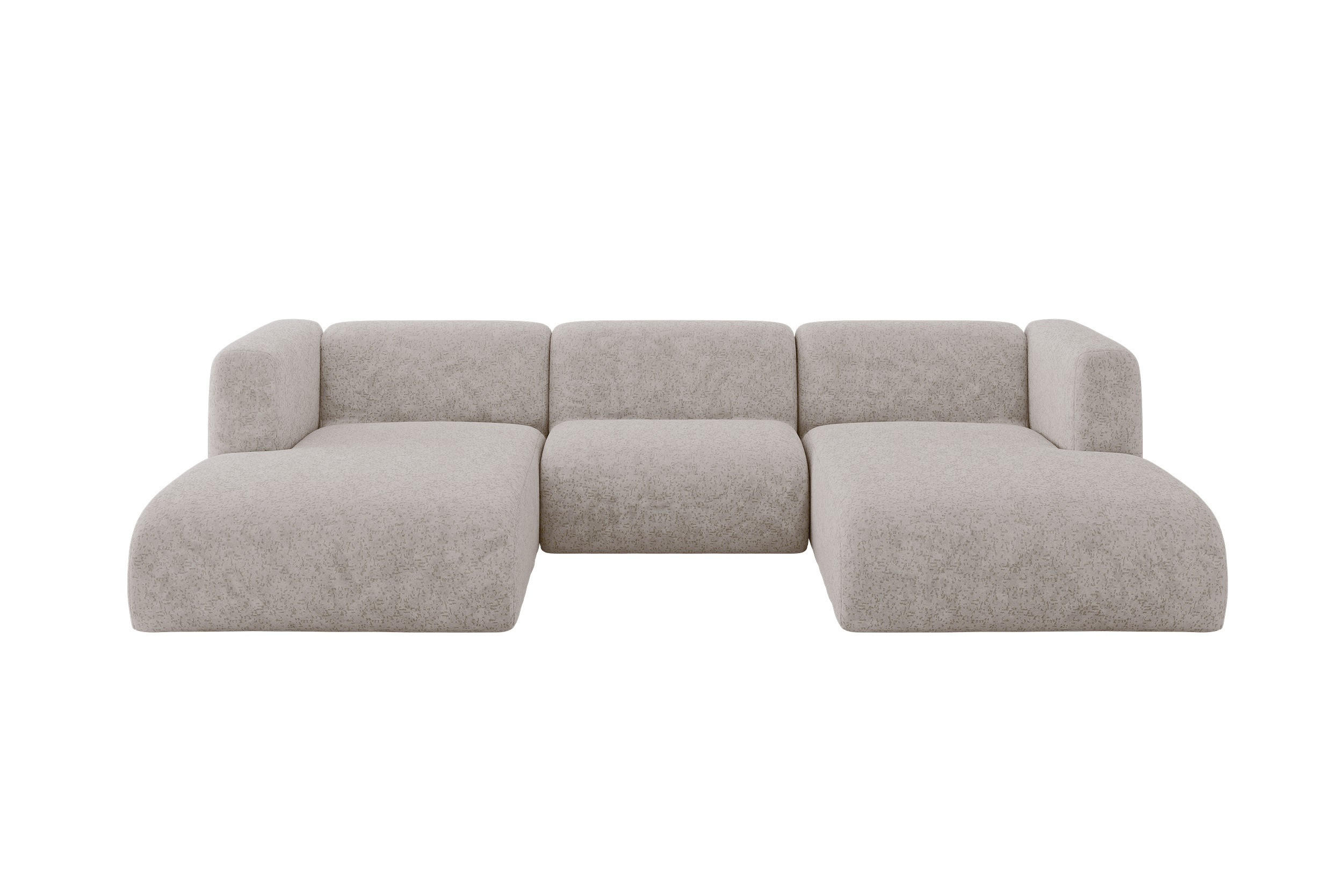 WOHNLANDSCHAFT MIRA-U1 317x179x70 Hellgrau Velours - Hellgrau/Schwarz, Holzwerkstoff/Kunststoff (317/70/179cm) - ALTDECOR