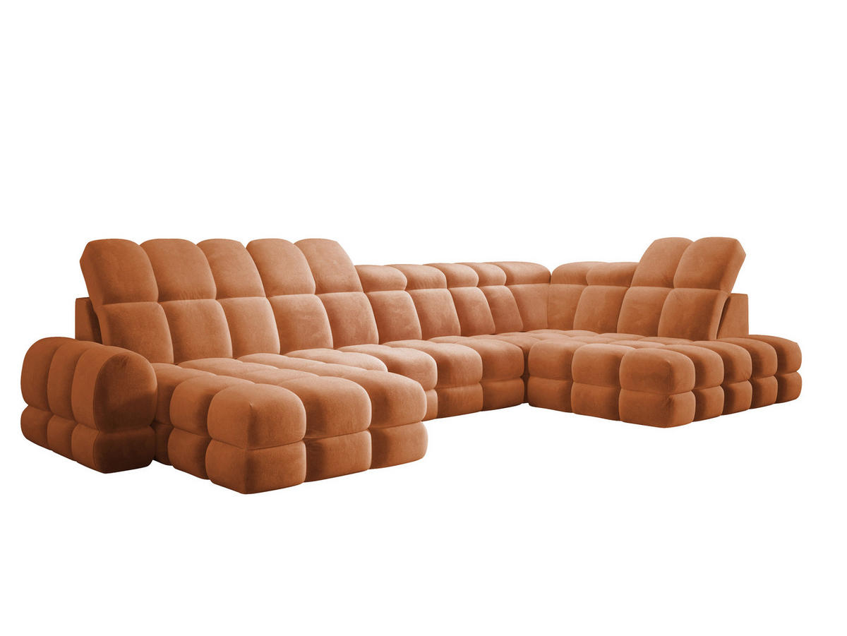 ECKSOFA TOLLO Salvador-stoff U-form 400x217x105 cm orange - Orange, Holz/Textil (217/400cm) - DomoHome