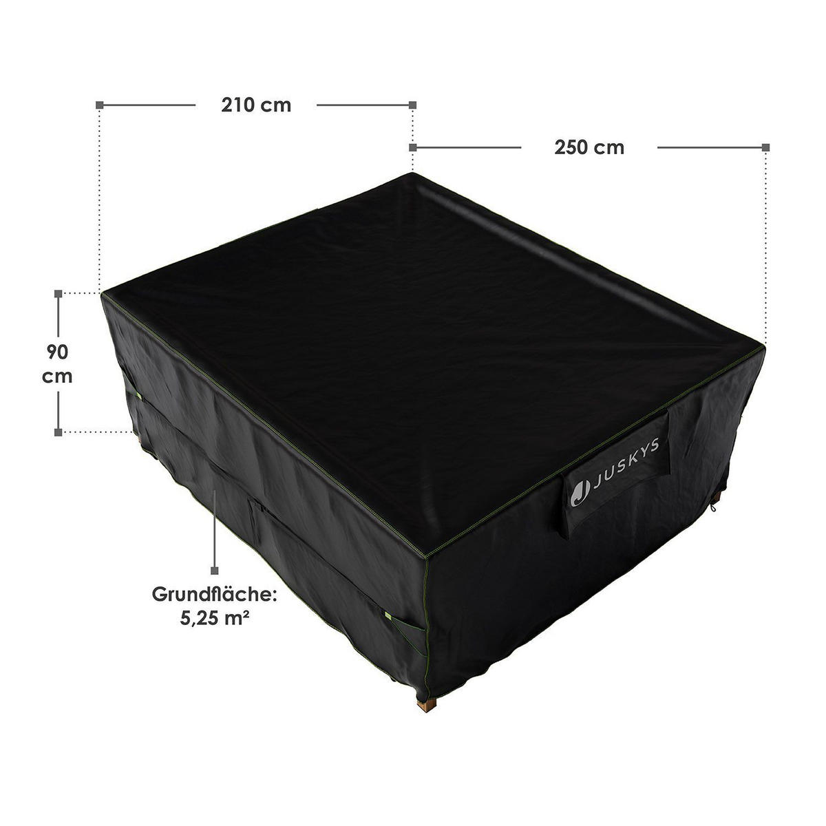 GARTENMÖBELABDECKUNG CoverSafe Pro schwarz - Schwarz, Kunststoff (210/90/250cm) - Juskys