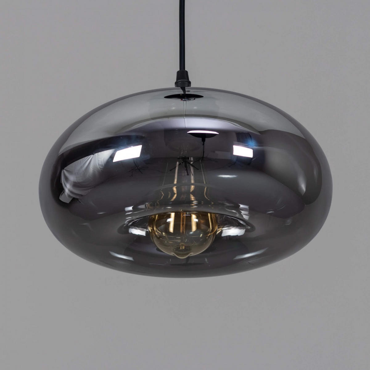 HÄNGELEUCHTE Ellipse, Rauchgrau, 14cm - Grau, Glas (14/28/14cm) - KOSILUM