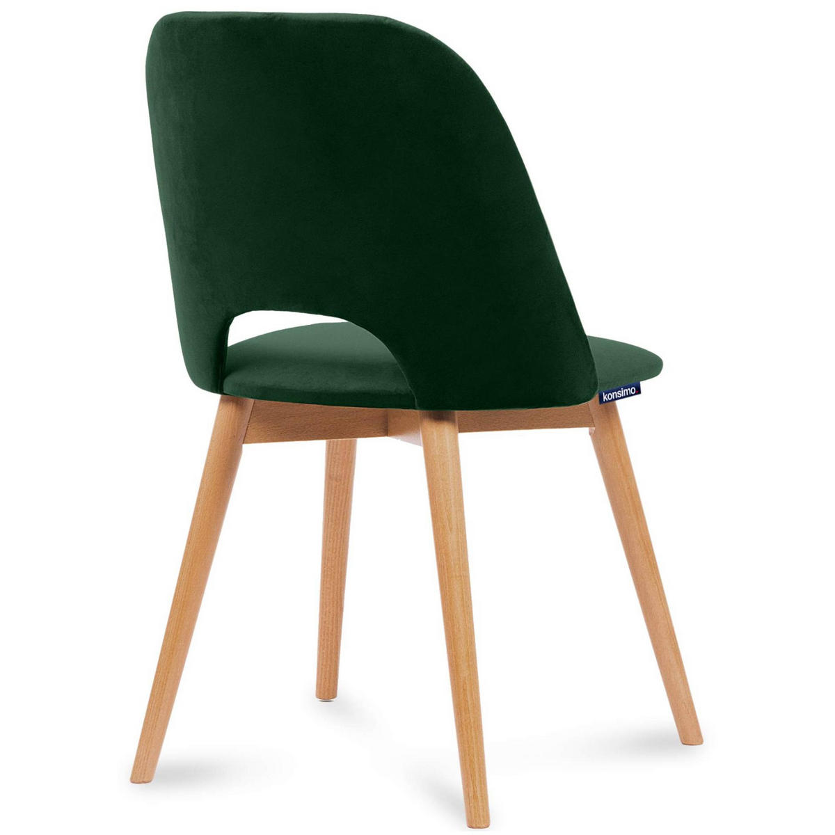ESSZIMMERSTUHLE TINO 2-tlg Velours-Sitz, Dunkelgrün - Dunkelgrün/Eichefarben, Holz/Textil (48/86/44cm) - KONSIMO®