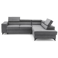 ECKSOFA PURE L Rechts mit Schlaffunktion 127x199 Velours Grau - Schwarz/Grau, Holz/Textil (204/281cm) - Muffo